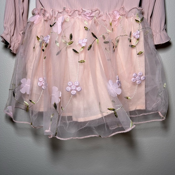 NWT PatPat Baby Girl Pink Floral Mesh Dress Set Size 3-6 Months - Picture 6 of 7